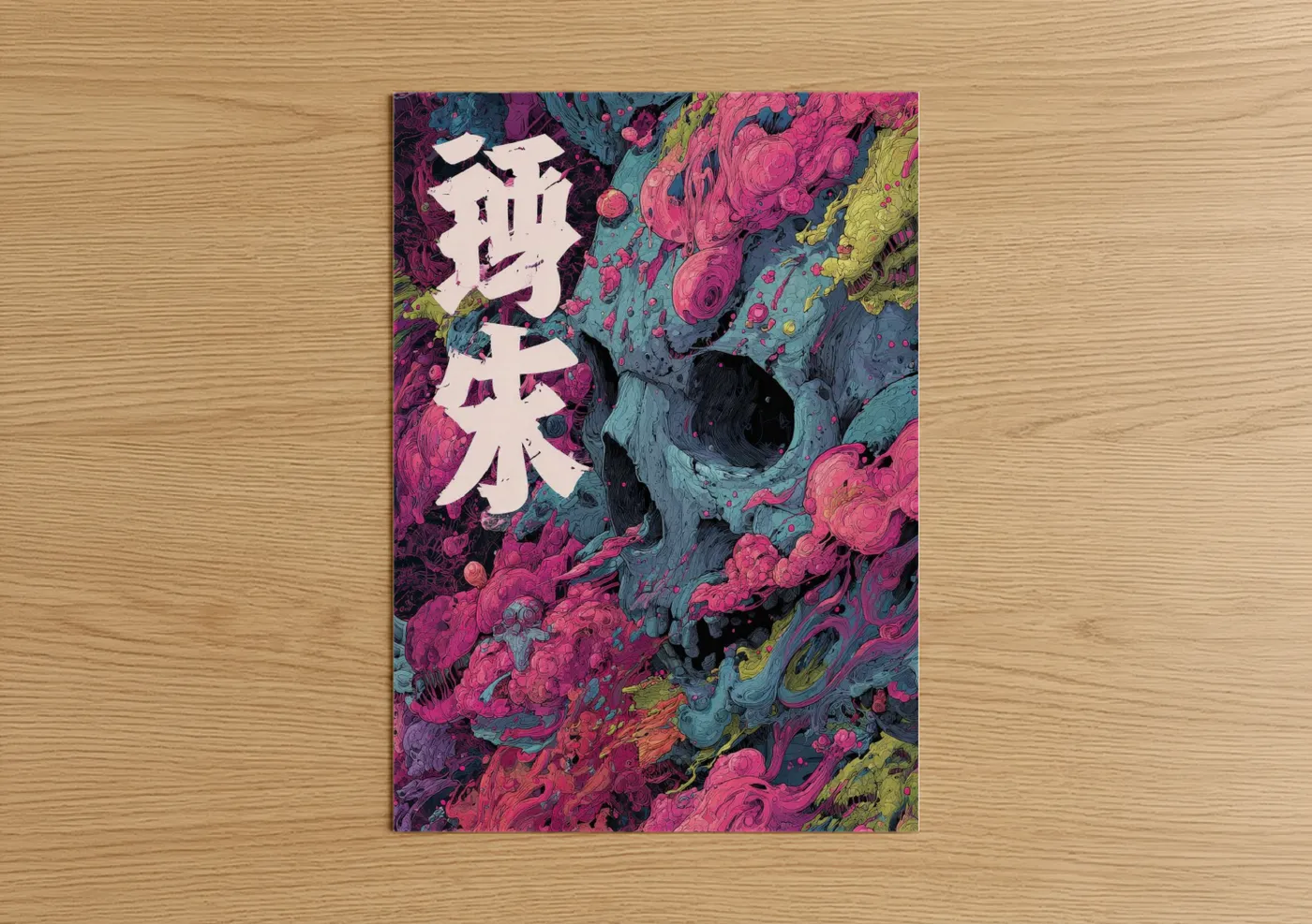 Psychedelic Skull Japanese Pop Wall Art
