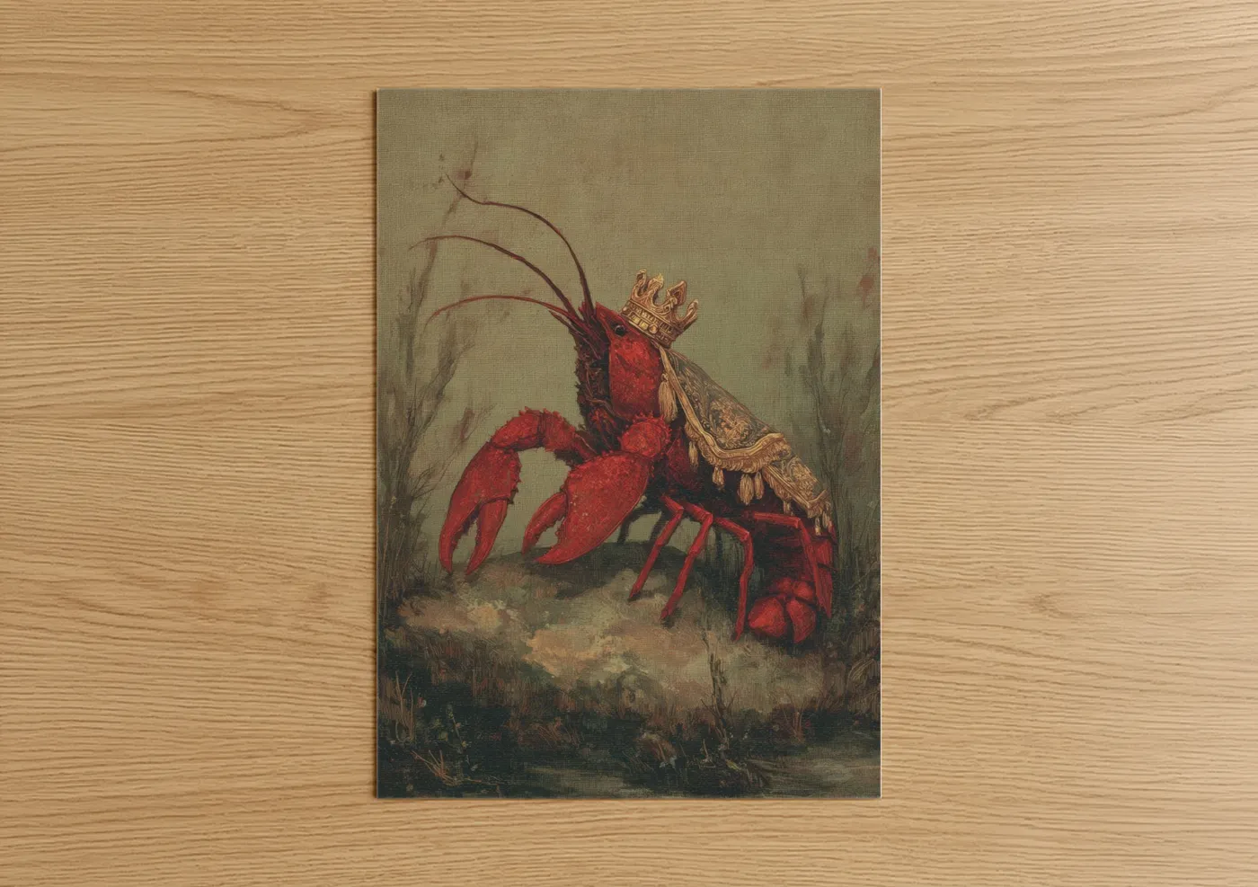 Crowned Crayfish Vintage Fantasy Wall Art