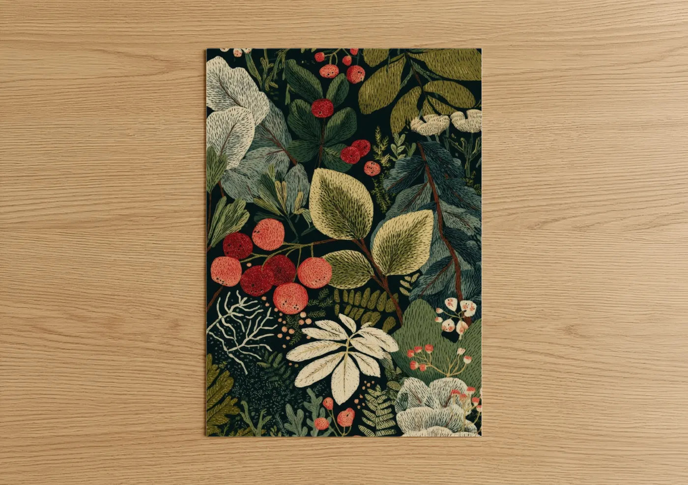 Botanical Garden Leaves Nature Illustration Wall Art