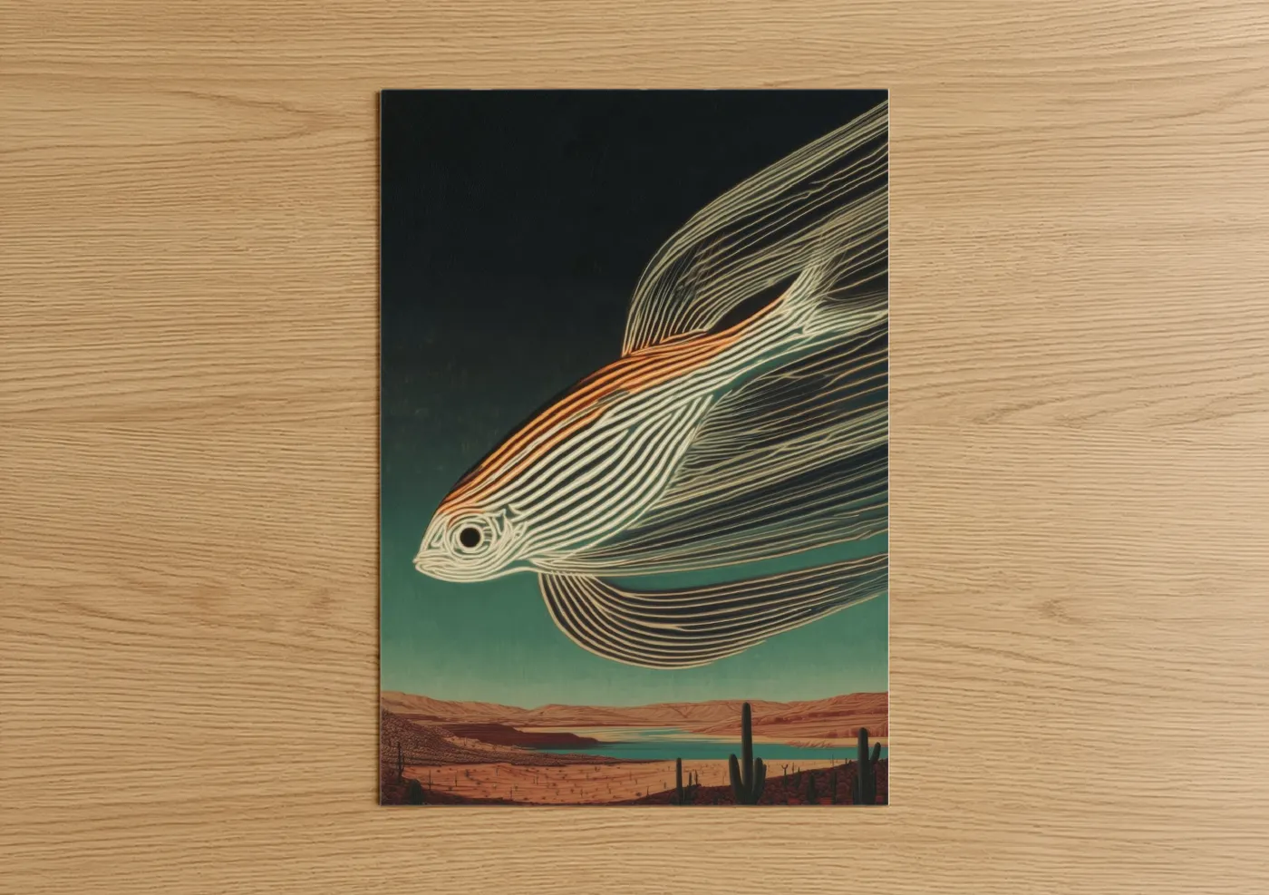 Desert Zebrafish Surreal Illustration Wall Art