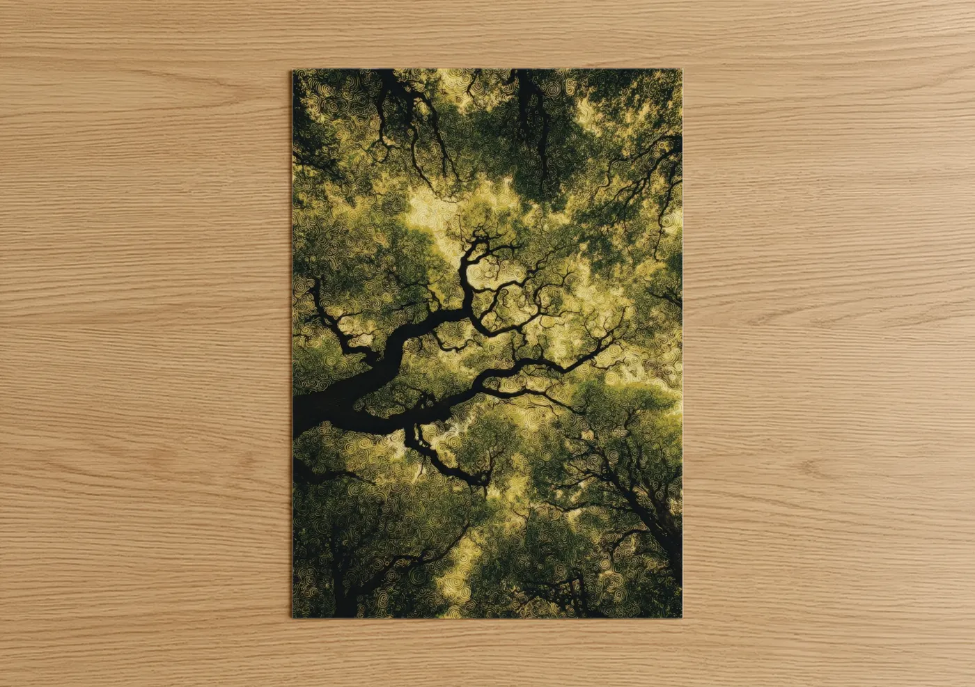 Golden Oak Forest Canopy View Wall Art