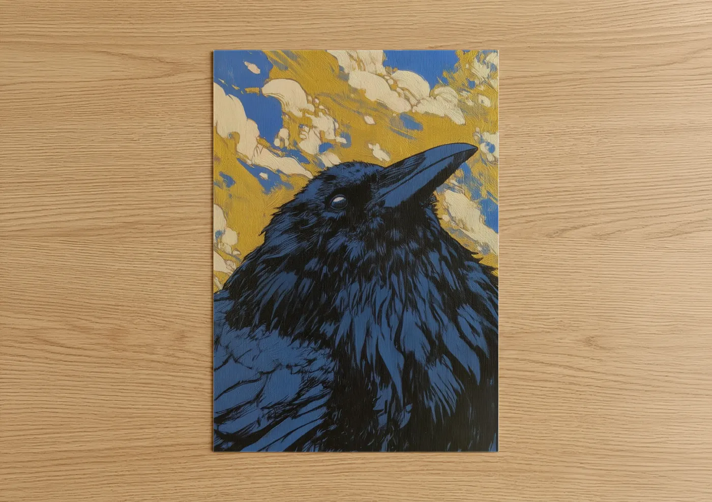 Cobalt Raven Portrait Sky Wall Art