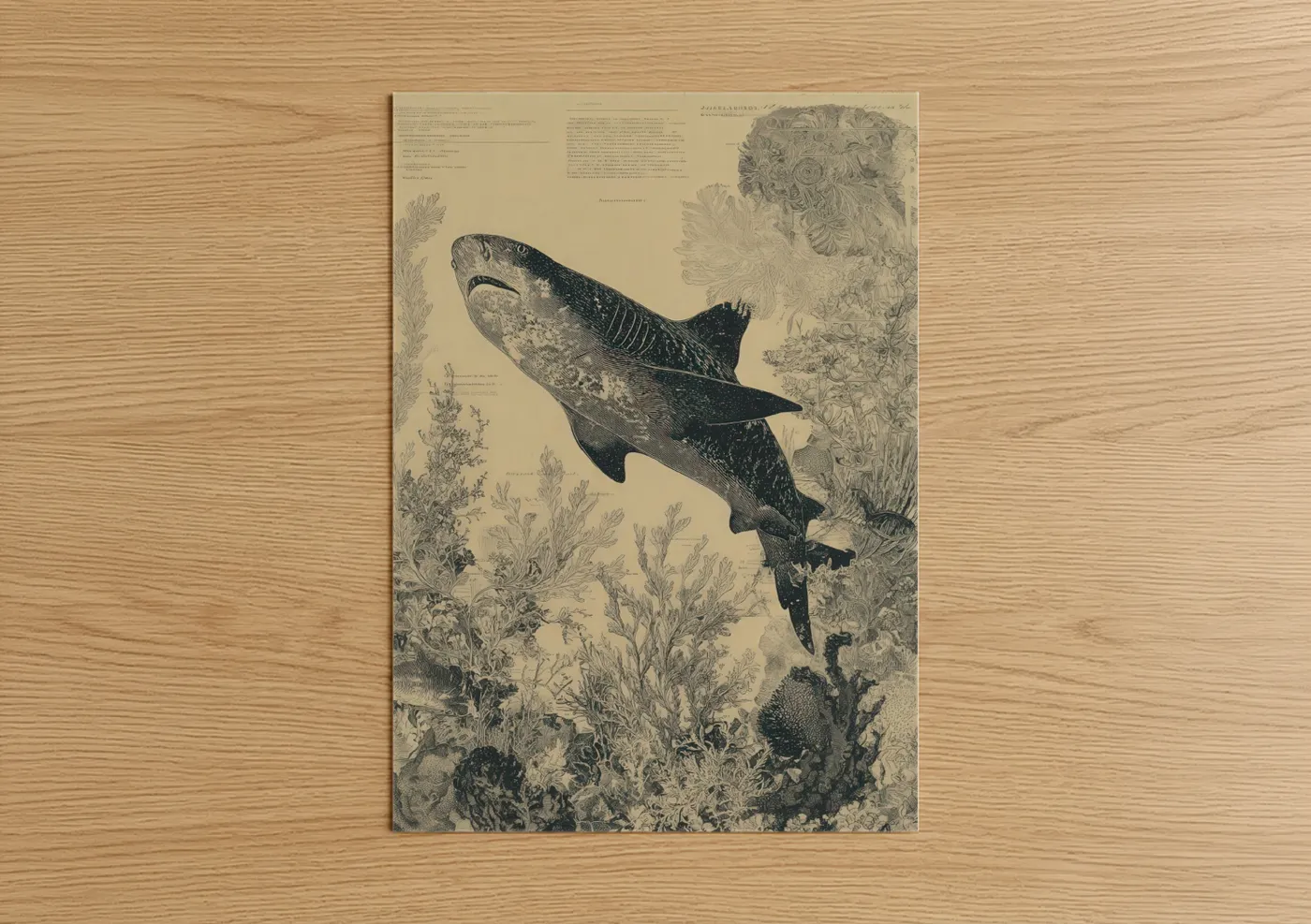 Basking Shark Vintage Scientific Illustration Wall Art