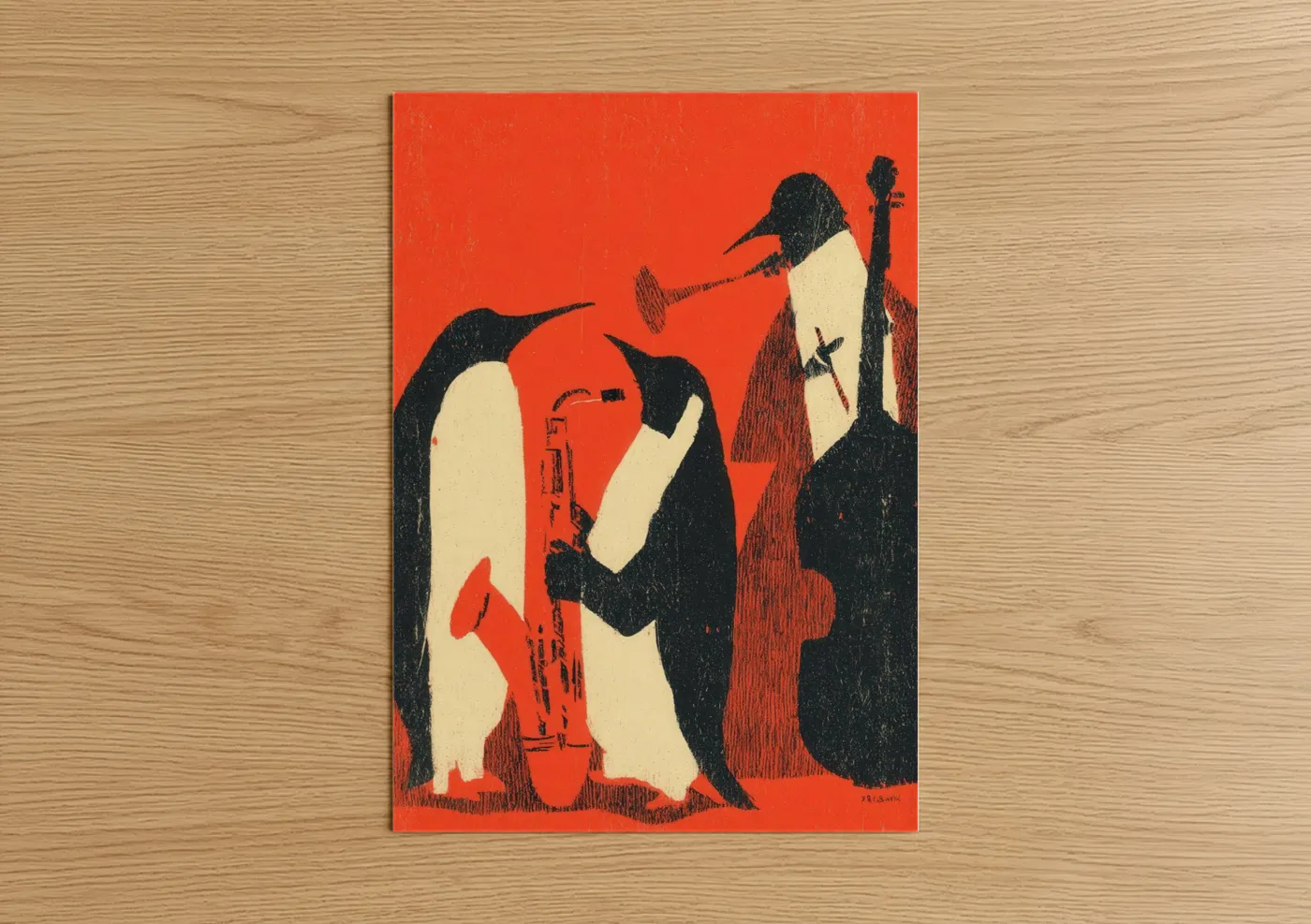 Jazz Penguin Trio Musical Wall Art