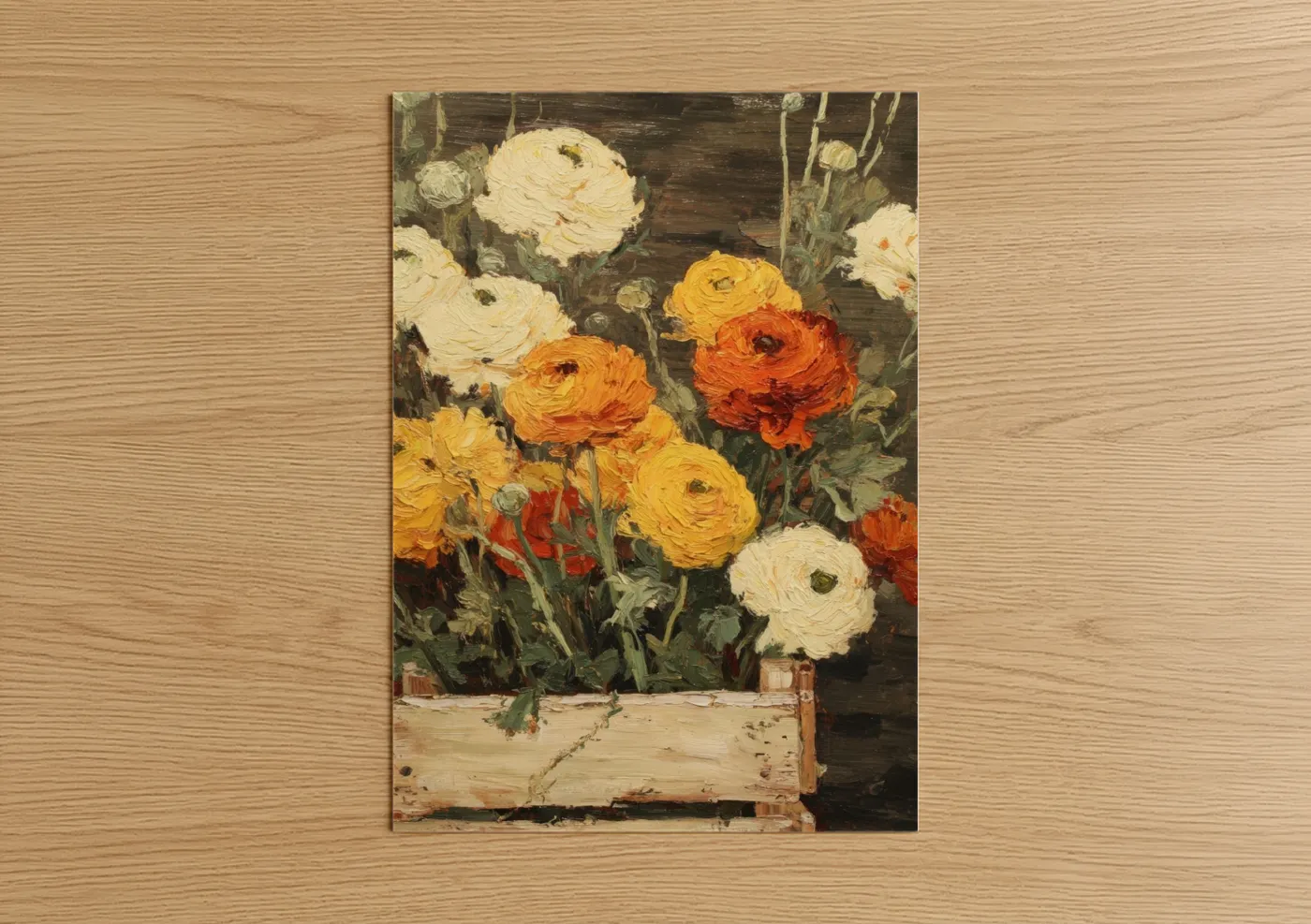 Sunset Ranunculus Floral Oil Painting Wall Art