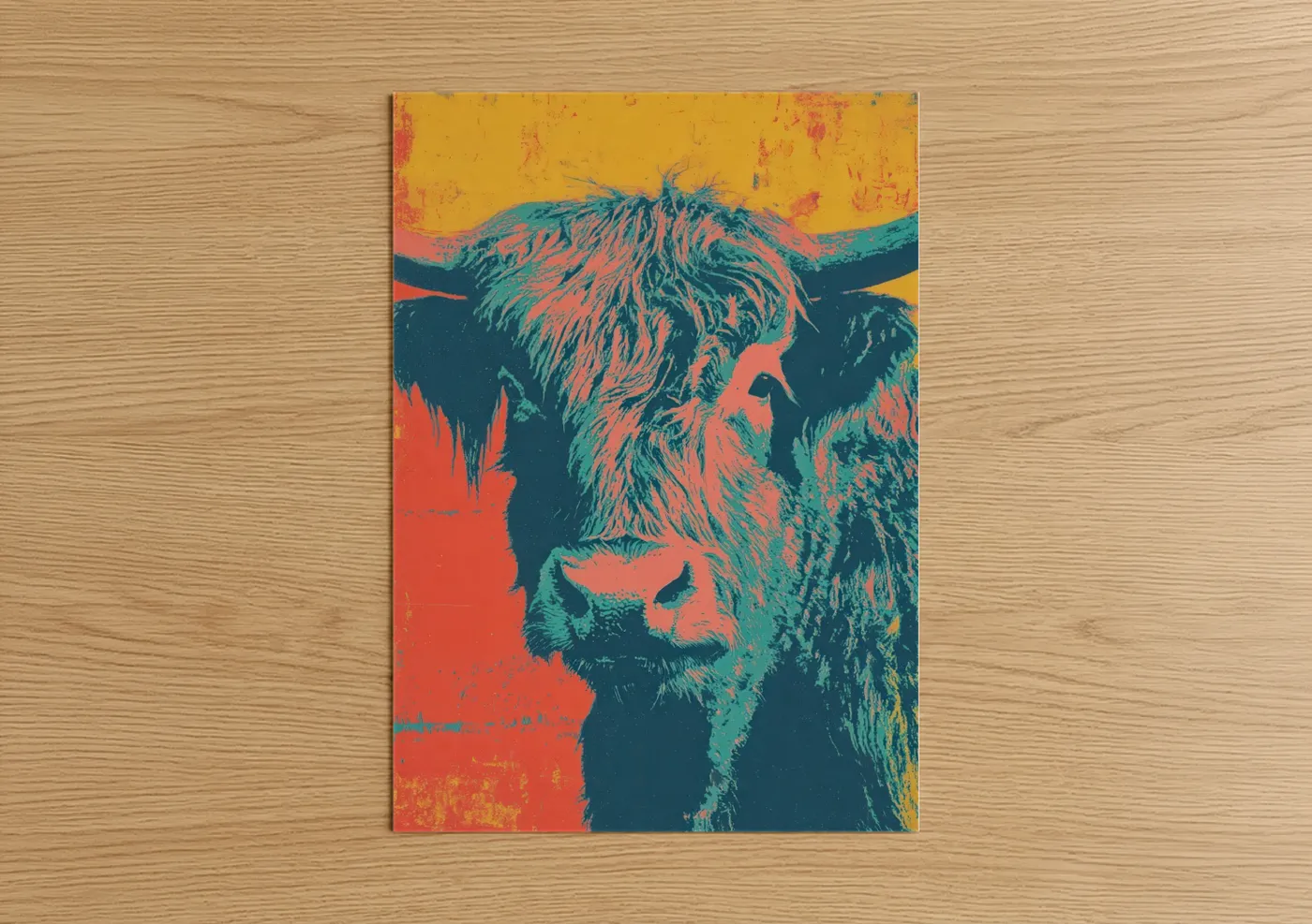 Vibrant Highland Yak Pop Wall Art