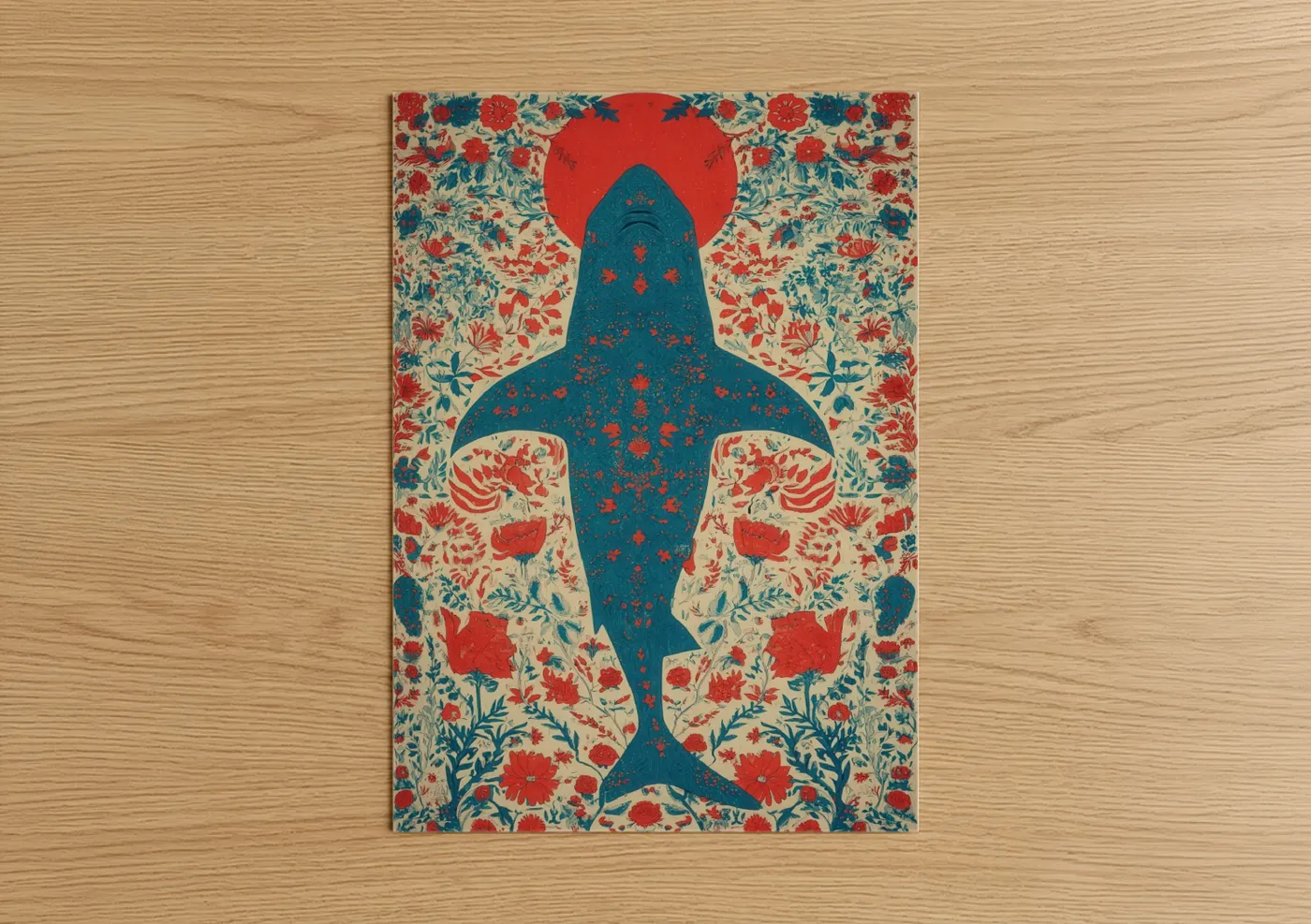 Floral Basking Shark Contemporary Wall Art