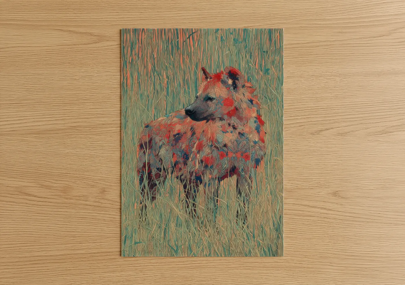 Crimson Hyena Wild Animal Wall Art