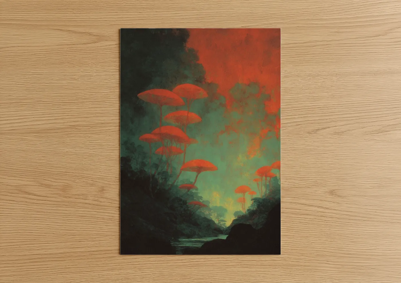 Crimson Dreamscape Fantasy Art Wall Art