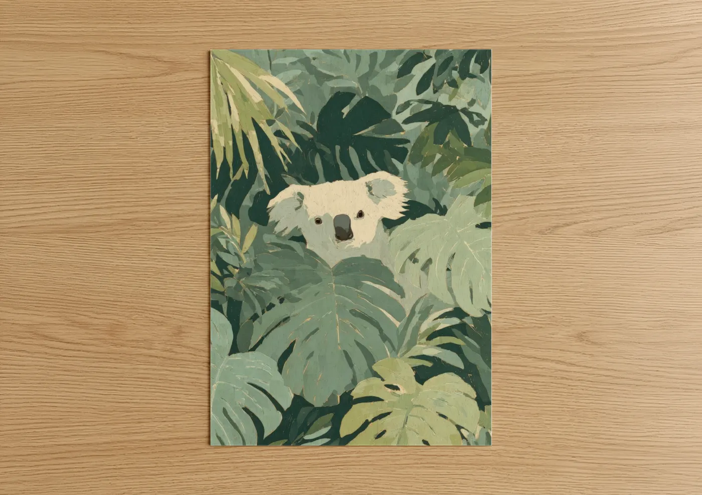 Curious Koala Among Tropical Leaves Wall Art