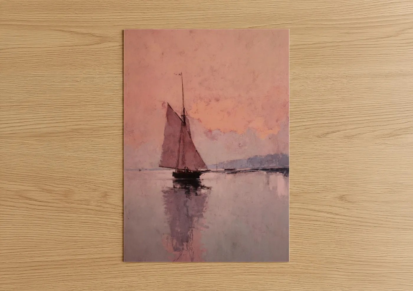 Serene Sailing Ship Dawn Watercolor Wall Art