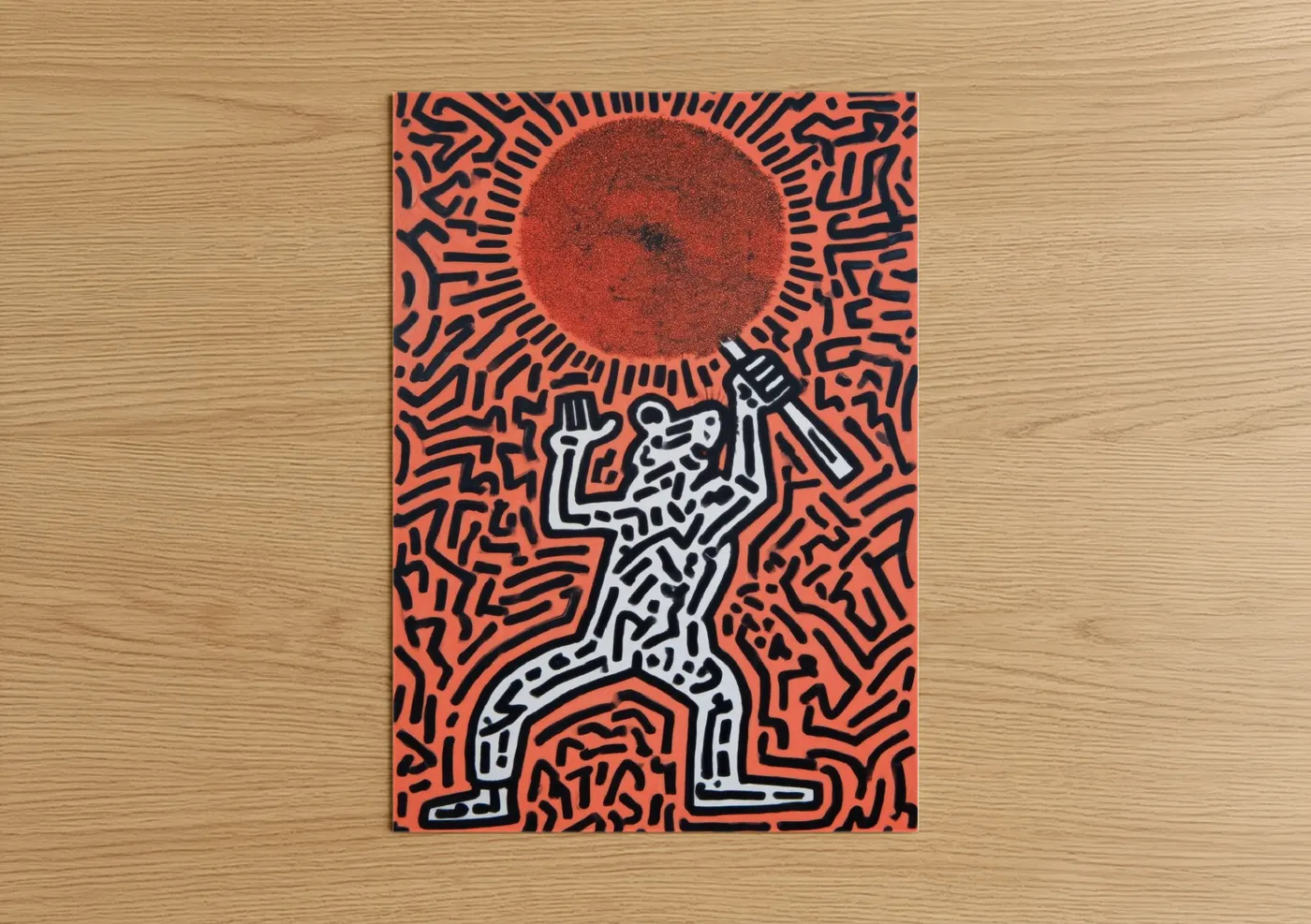Cosmic Gerbil Holding Red Sun Wall Art