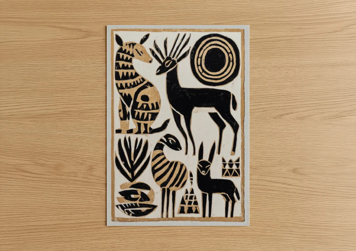 African Wildlife Abstract Traditional Wall Art