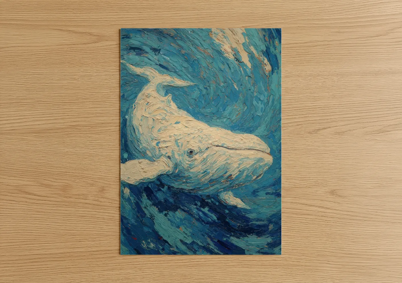 Cream Beluga Whale Impressionist Wall Art