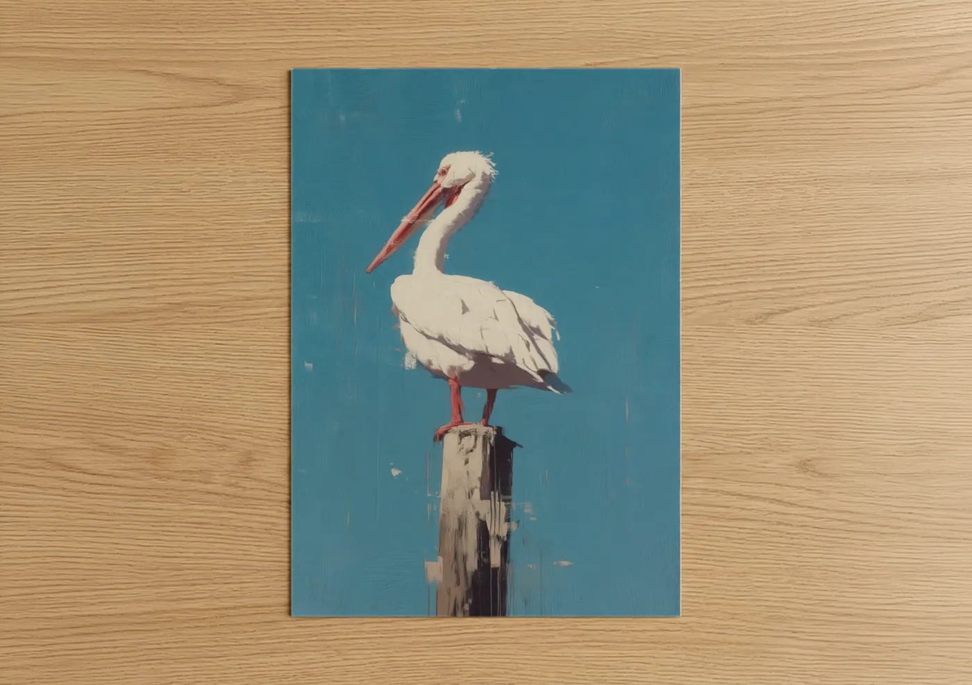 White Pelican on Weathered Post Wall Art