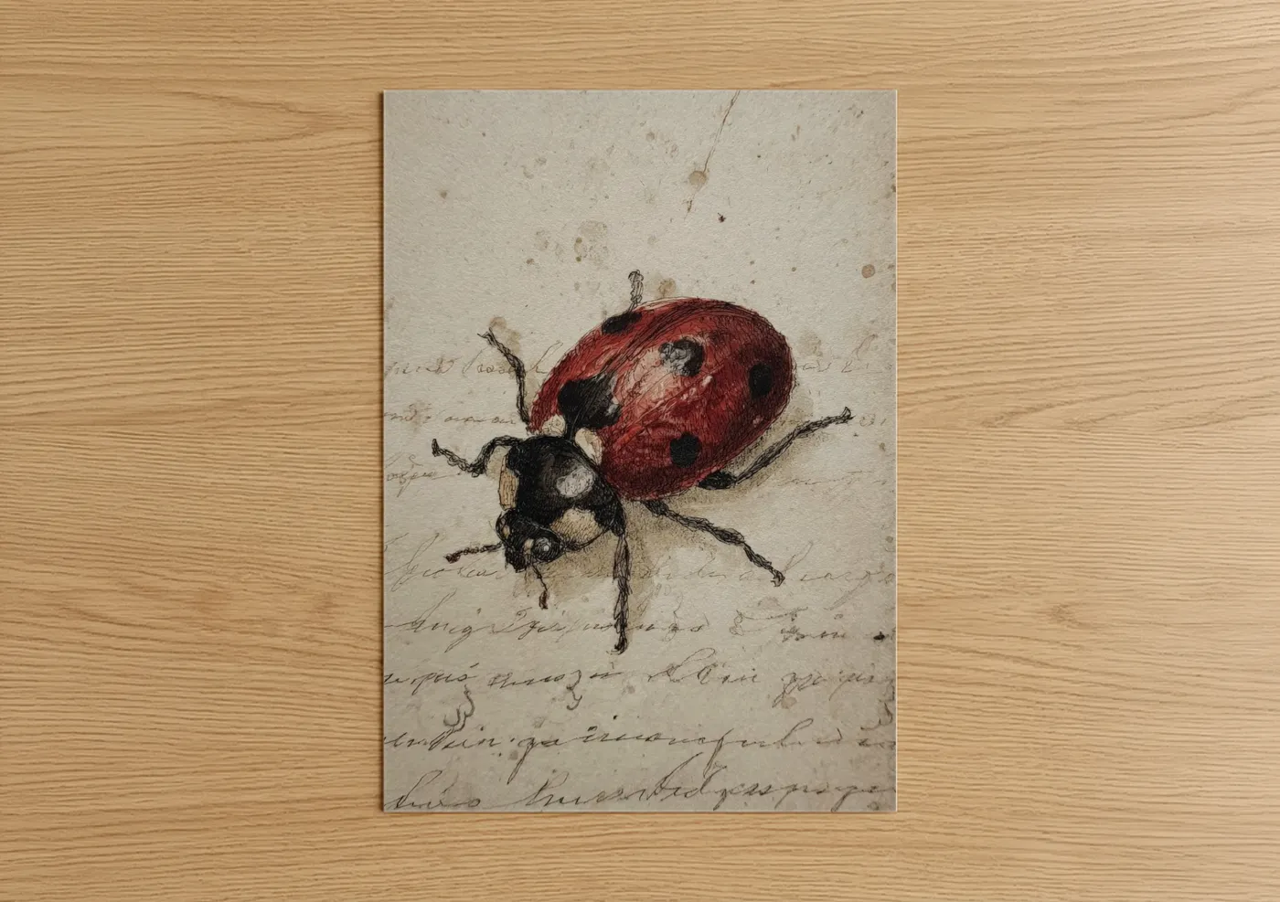 Vintage Ladybug Illustration Art Print Wall Art