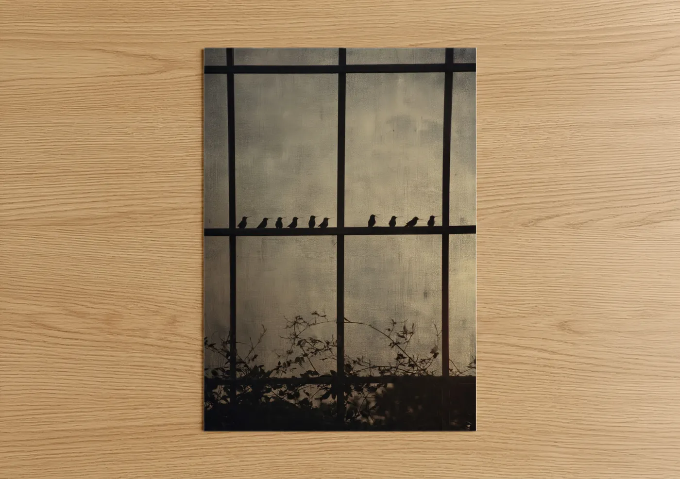 Birds on Wire Window Silhouette Wall Art