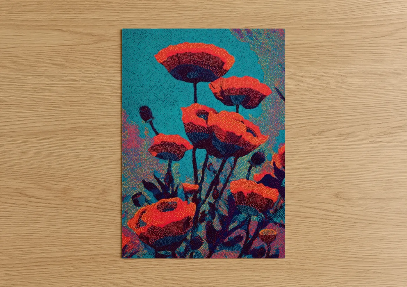 Crimson Poppies Abstract Floral Wall Art