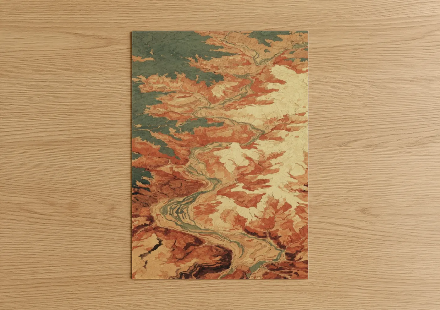 Crimson Canyon Aerial Topography Wall Art
