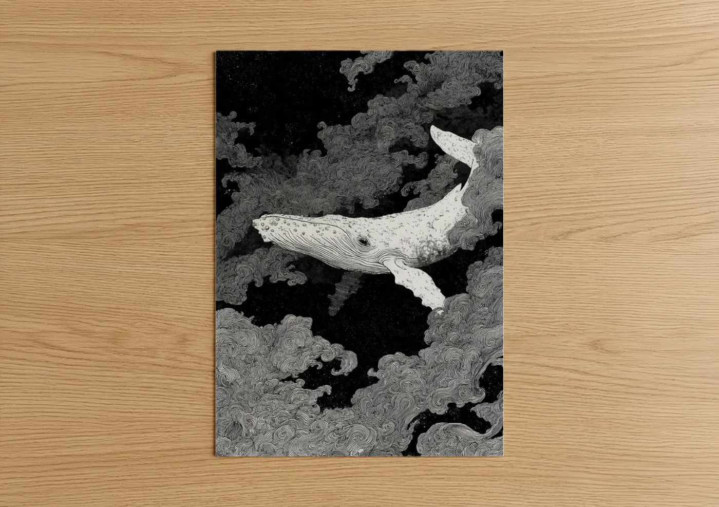 Gray Whale Celestial Night Sky Art Wall Art
