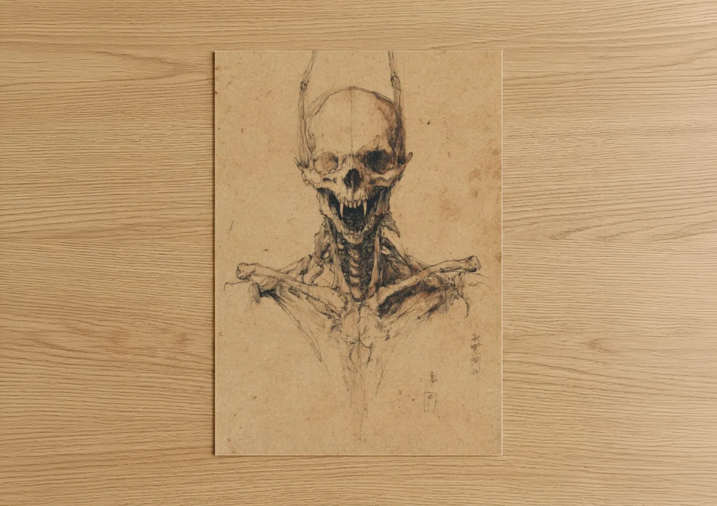 Anatomical Vampire Skeleton Study Wall Art