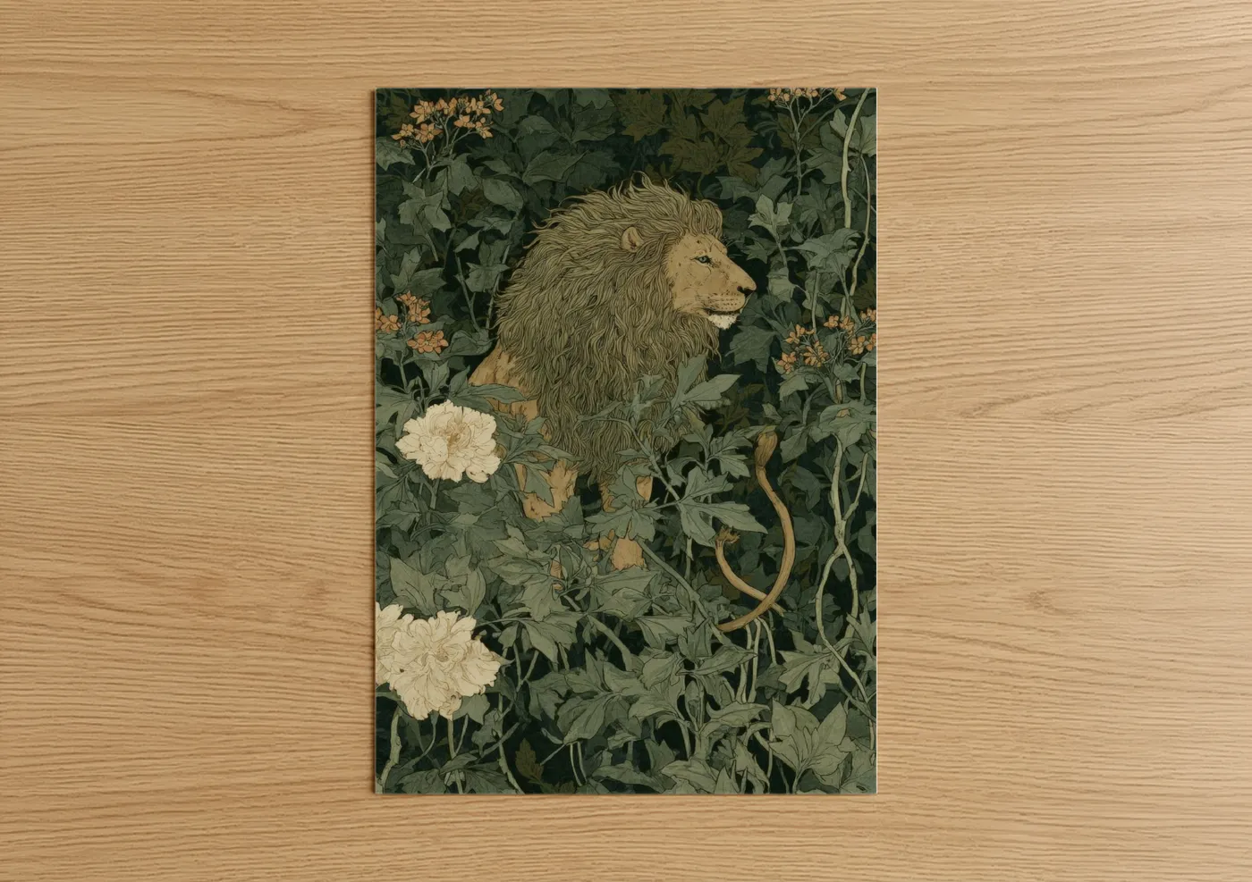 Mythical Lion Garden Floral Wall Art