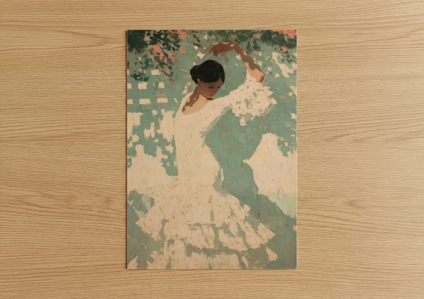 Graceful Flamenco Dancer in White Dress Wall Art