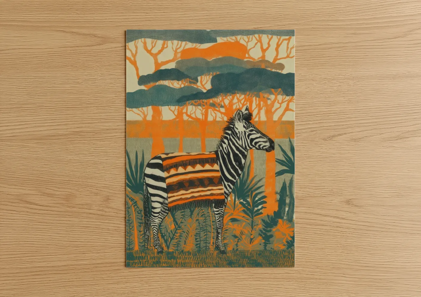 Decorated Zebra Safari Art Print Wall Art