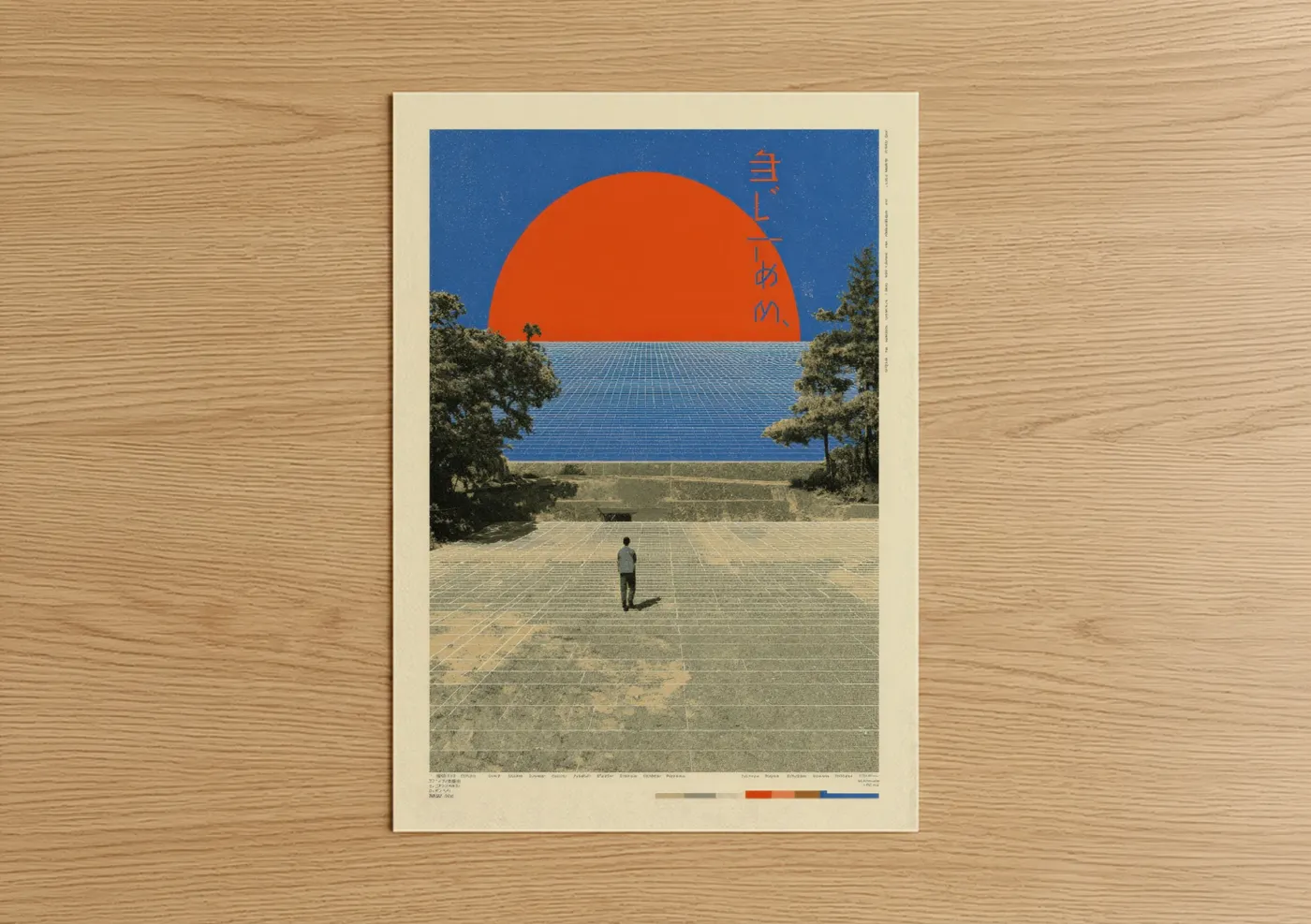 Japanese Y2K Sunset Landscape Wall Art