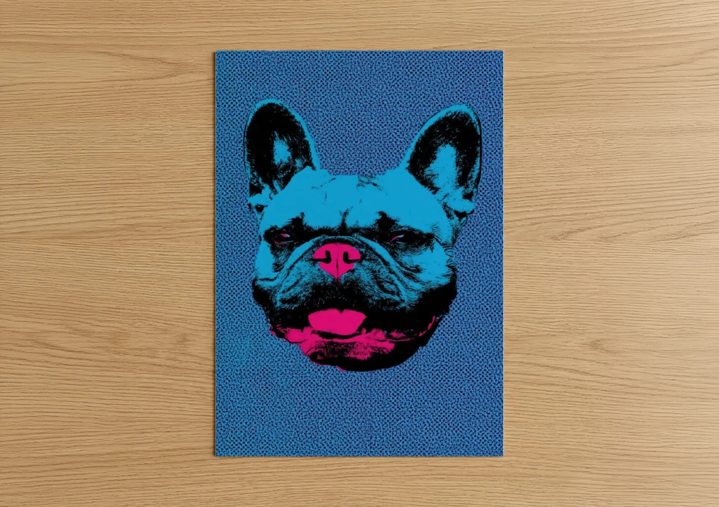 Pop Art Bulldog Blue Pink Portrait Wall Art
