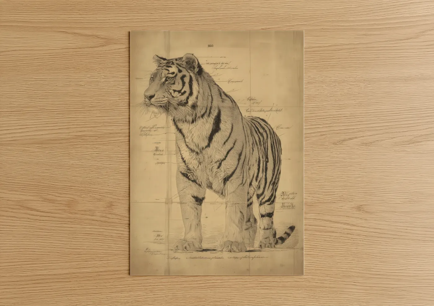 Anatomical Tiger Scientific Illustration Wall Art
