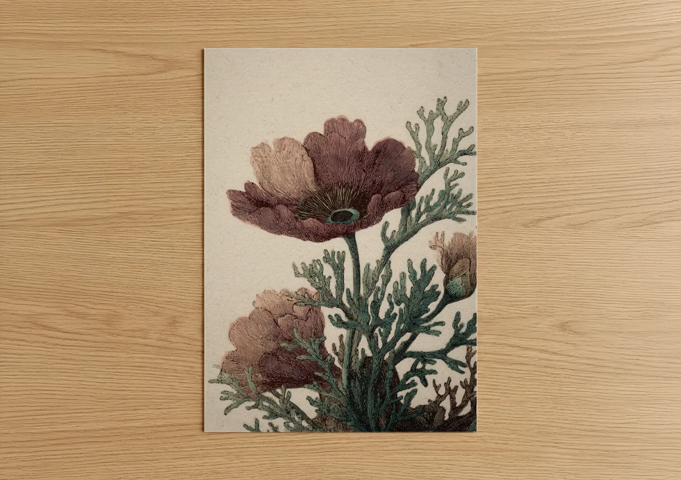 Sea Anemone Vintage Botanical Illustration Wall Art