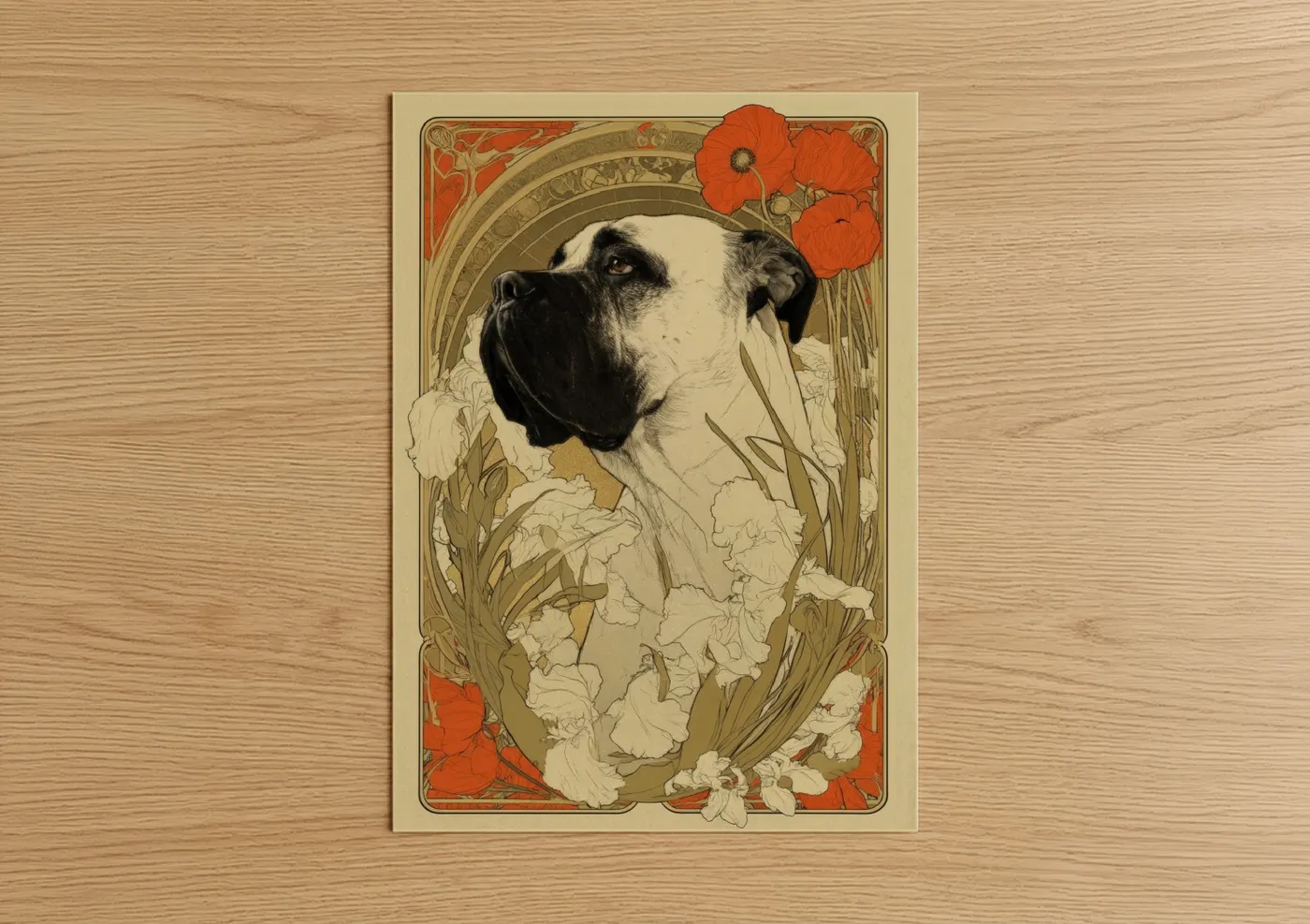Noble Mastiff Portrait Art Deco Wall Art