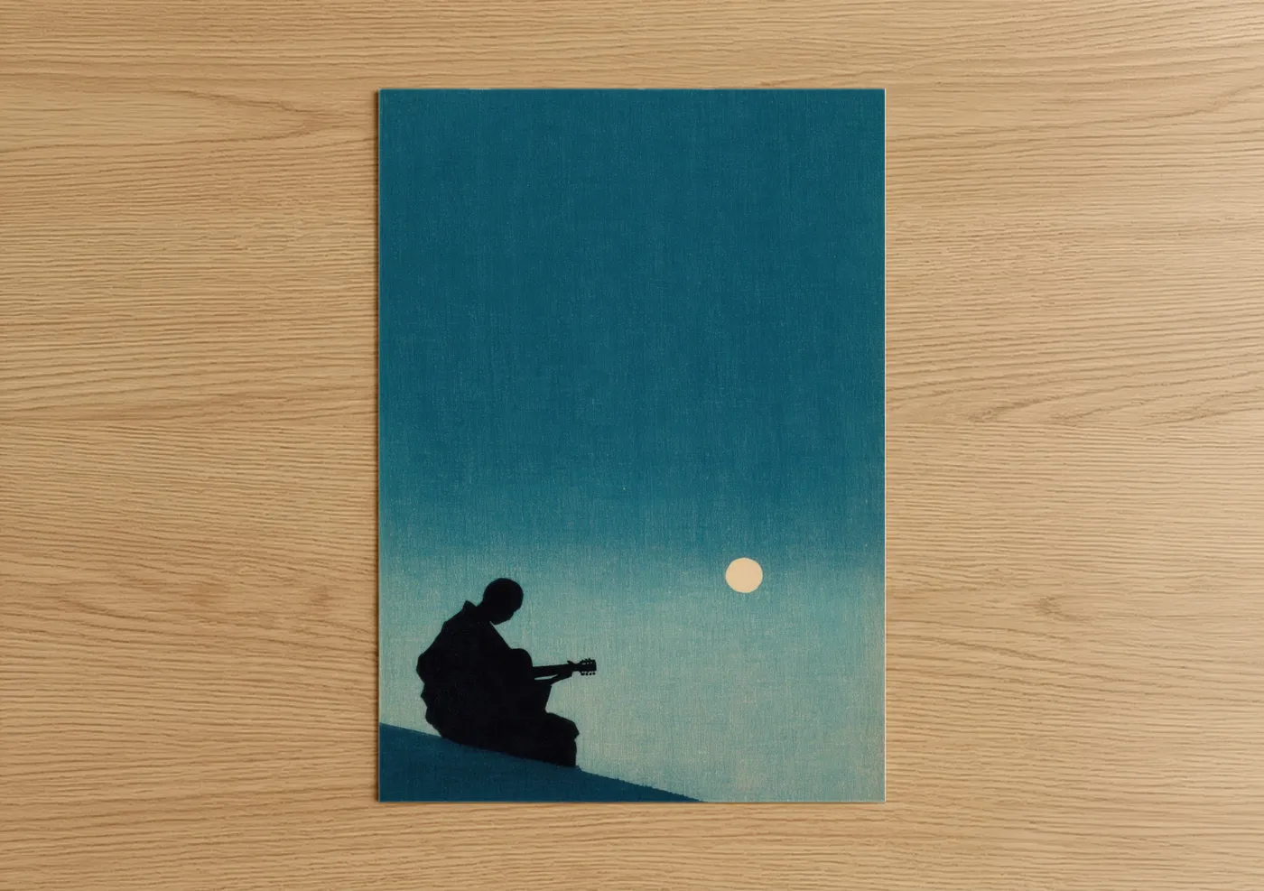 Silhouette Guitarist Moonlight Rock Wall Art