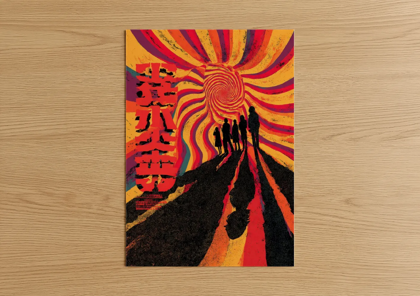 Psychedelic Spiral Sun Retro Poster Wall Art
