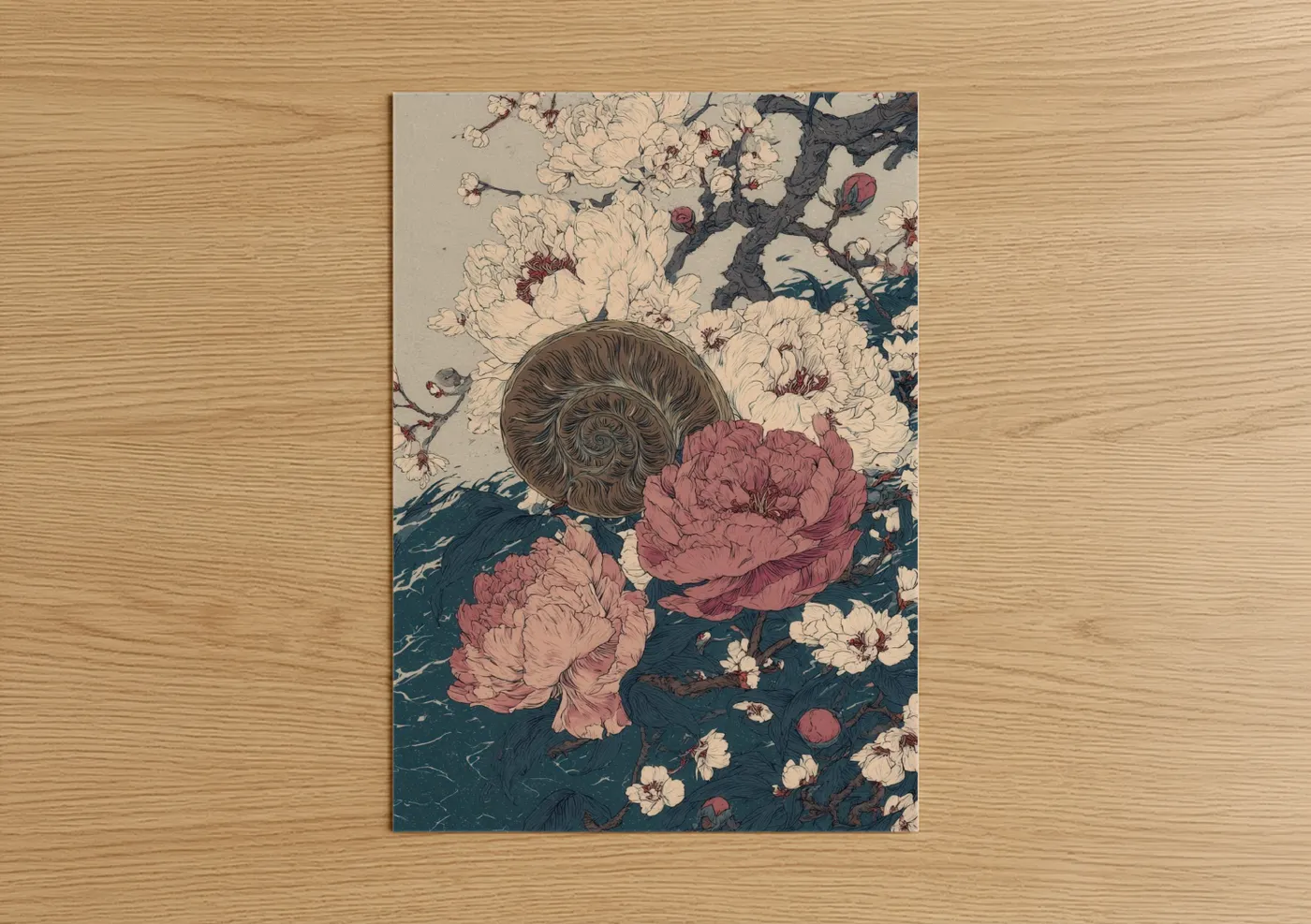 Nautilus Flower Garden Botanical Wall Art