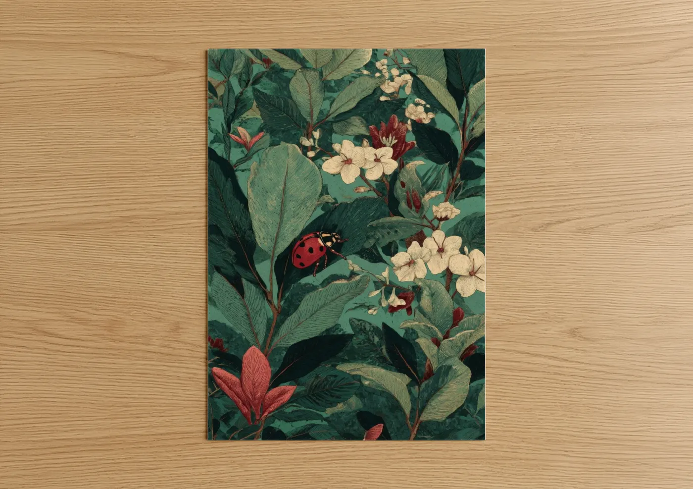 Ladybug Garden Botanical Illustration Wall Art