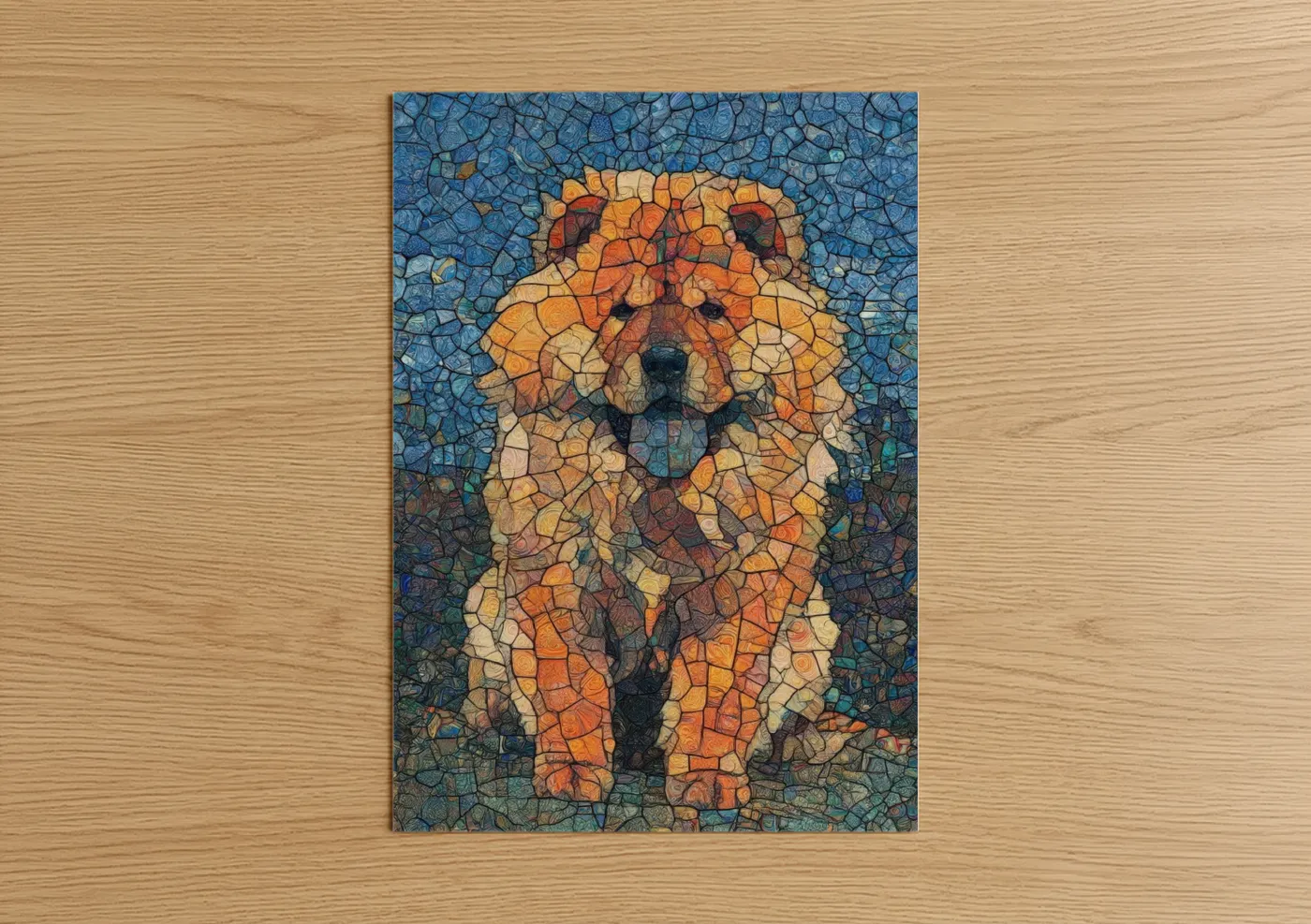 Golden Spitz Mosaic Art Portrait Wall Art