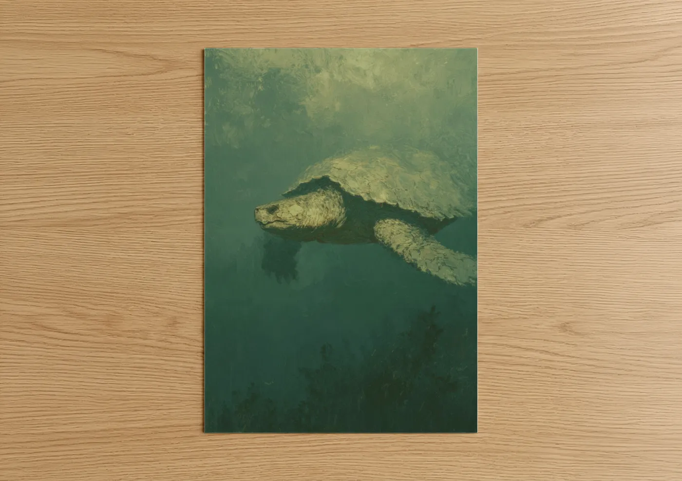 Ancient Sea Turtle Underwater Painting Wall Art