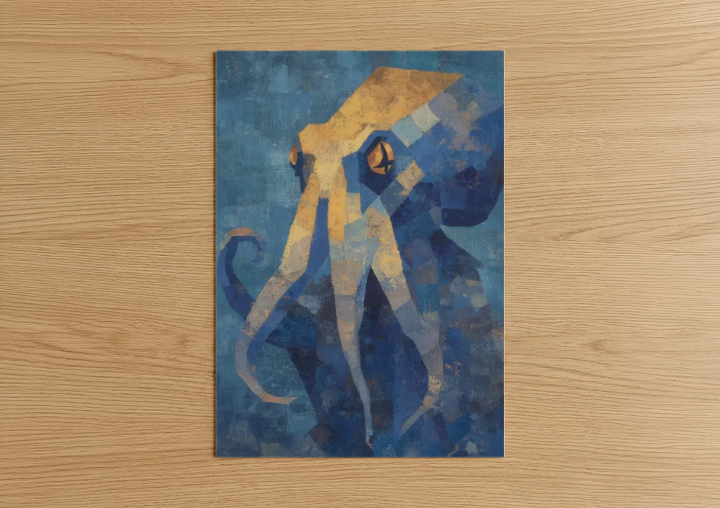Golden Octopus Abstract Modern Wall Art