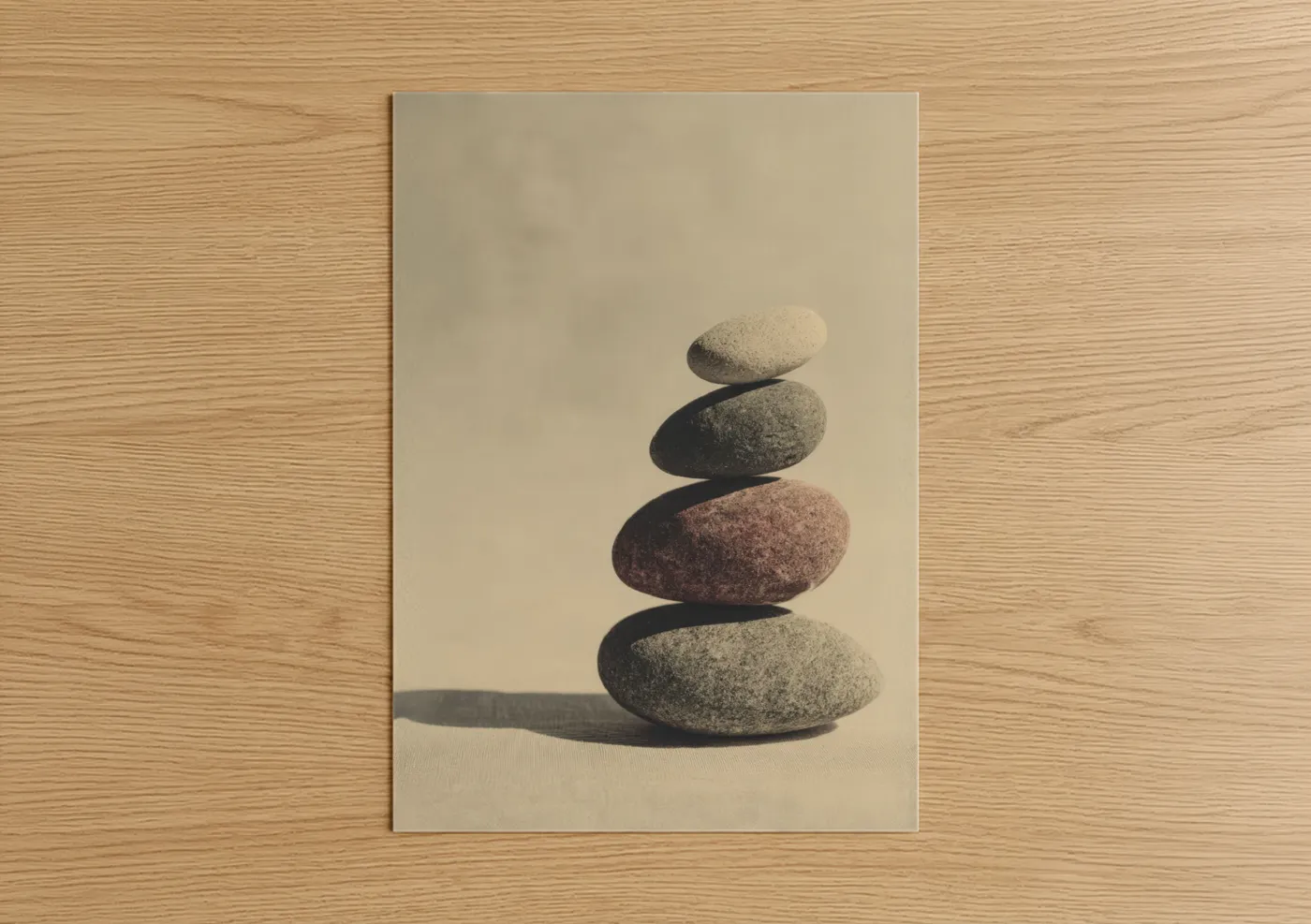 Balanced Stone Stack Zen Minimalist Wall Art