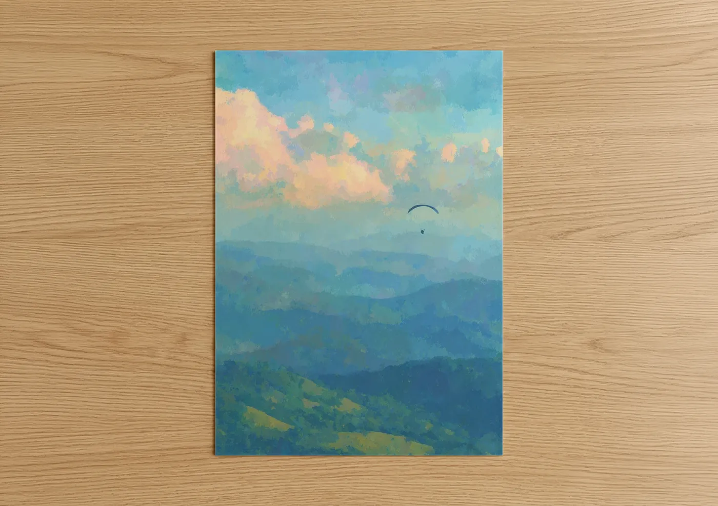 Paraglider Mountain Sky Landscape Wall Art