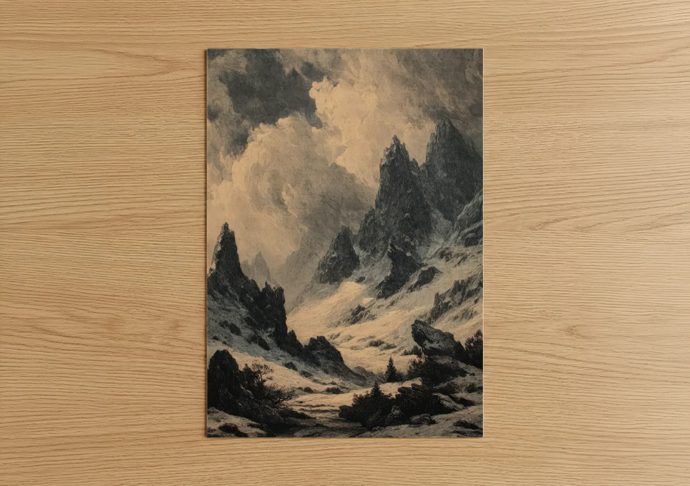 Snowy Alpine Mountains Dramatic Sky Wall Art