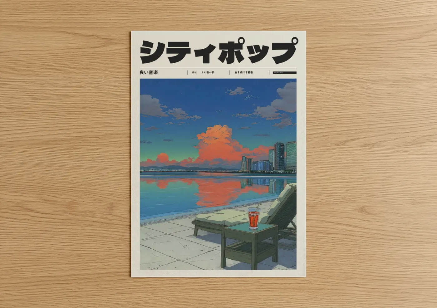 Lofi Anime Sunset Cityscape Beach Wall Art