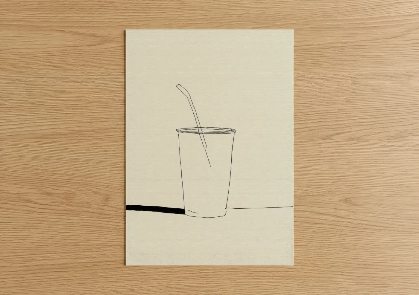 Minimalist Soft Drink Cup Line Wall Art