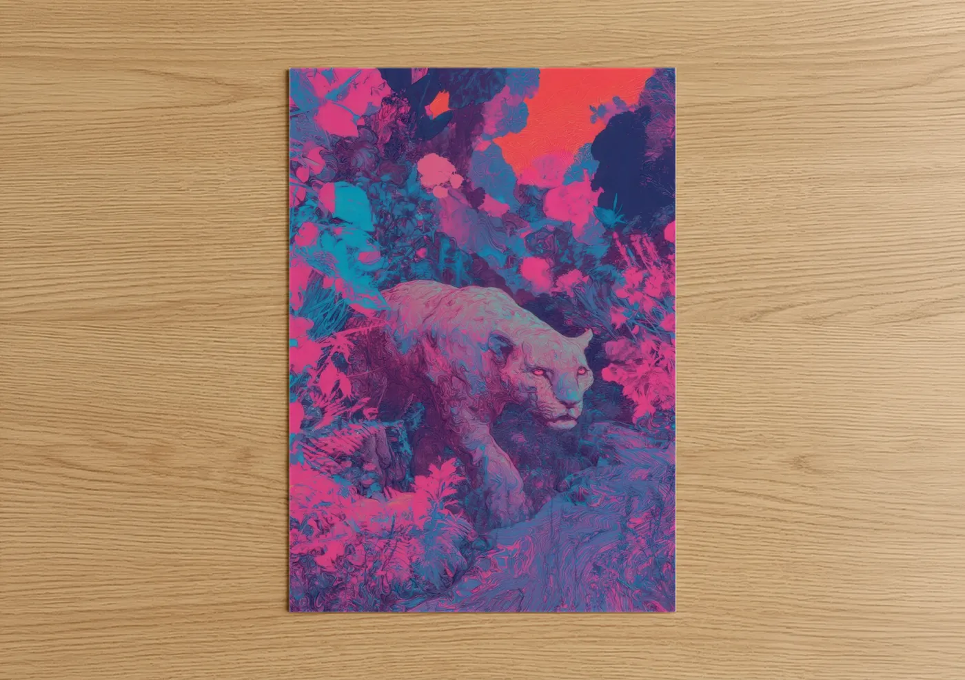 Neon Jaguar Abstract Wildlife Wall Art