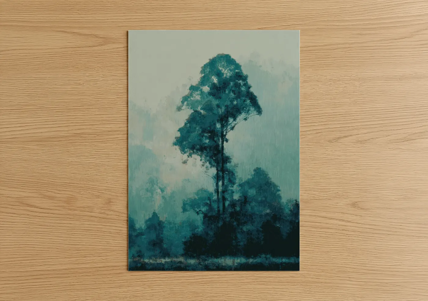 Misty Kauri Tree Forest Watercolor Wall Art