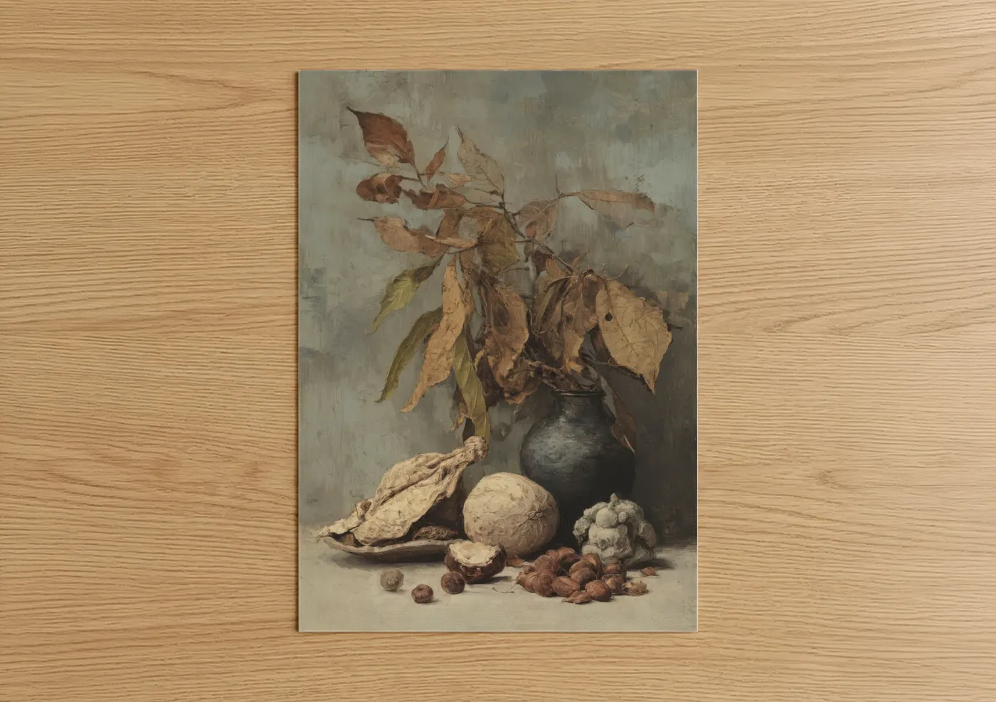 Autumn Banyan Tree Still Life Painting Wall Art