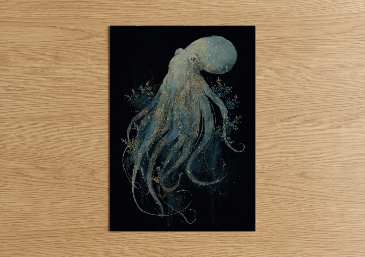 Ethereal Octopus Gold Leaf Sea Art Wall Art