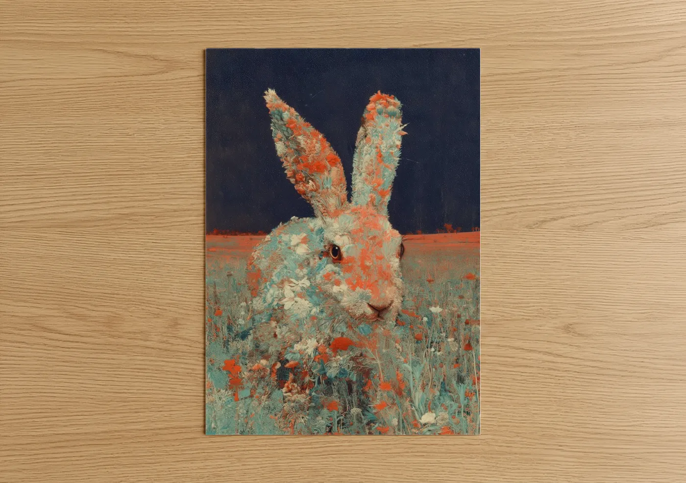 Wildflower Rabbit Textured Painterly Wall Art